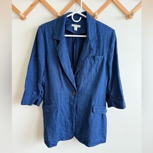 Boston Proper Single Button 100% Linen Blazer